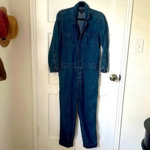 Lucky Brand mechanic’s style jean jumpsuit.